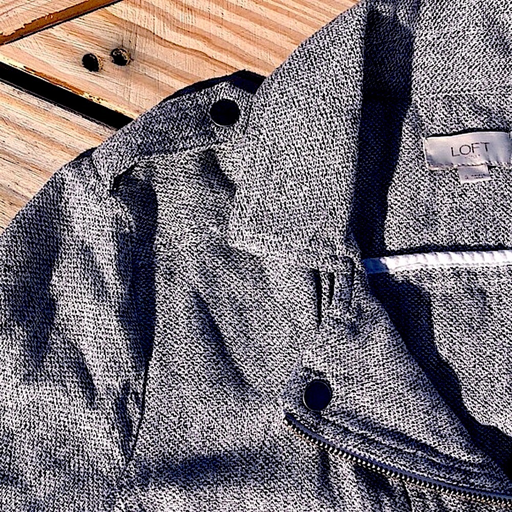 Loft Outlet Linen Blend Moto Jacket Light Gray/ Charcoal Marl Size Small - Picture 5 of 14